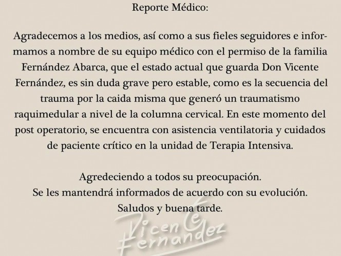Vicente Fernández está grave; El Charro de Huentitán recibe asistencia  ventilatoria